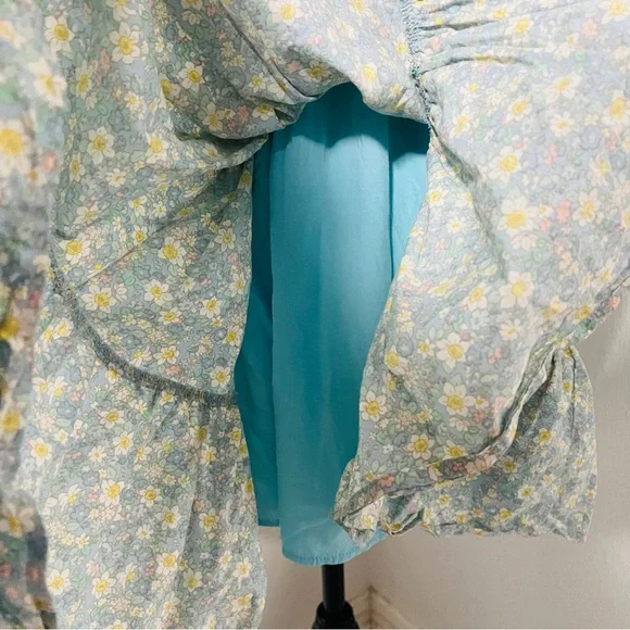 Anthropologie Mable Med Floral Print Puff Sleeve Babydoll Pleated Line Dress EUC - Picture 6 of 11